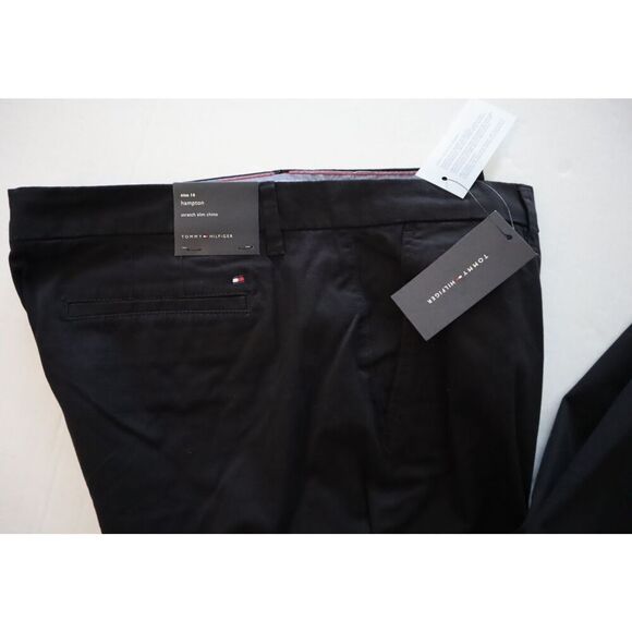 Tommy Hilfiger Women's Sz 16 Black Flex Hampton Cuffed Chino Straight-Leg Pants - Picture 9 of 16